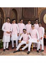 Banarasi Silk Pink Wedding Wear Digital Print Radymade Modi Jacket Kurta Pajama